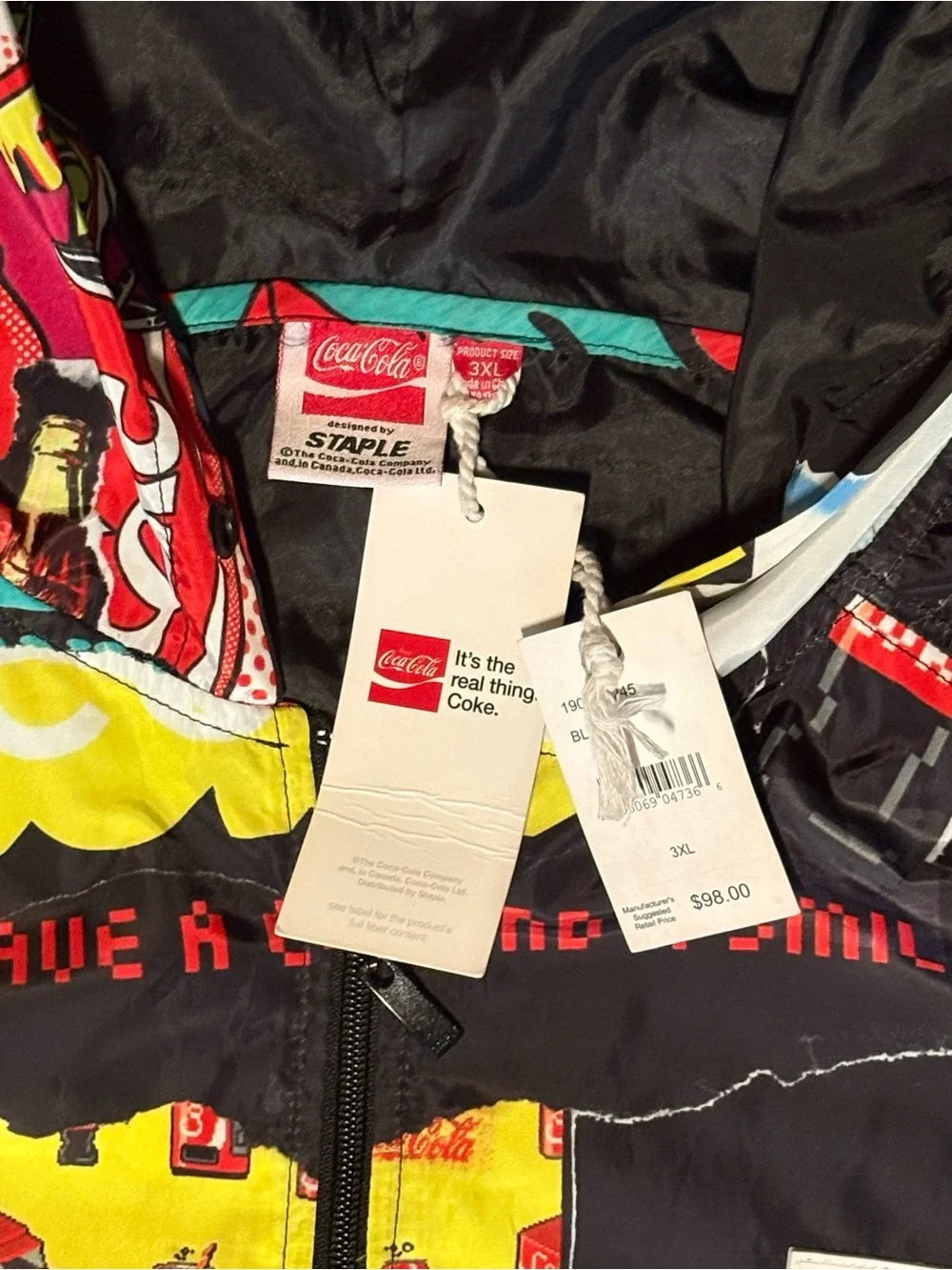 Coca Cola x Staple Collab windbreaker NWT 3XL